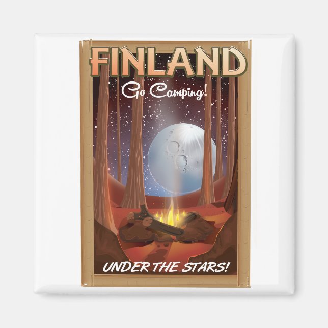 Finnland Camping unter dem Sternenplakat Magnet (Vorne)