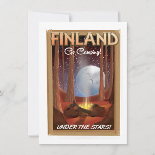 Finnland Camping unter den Sternen Poster Einladung