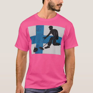 Finnland Curling Shirt Finnische Flagge Winterspor