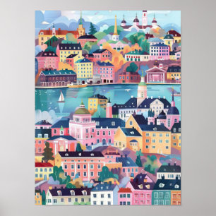 Finnland Druck Finnland Illustration Helsinki Reis Poster