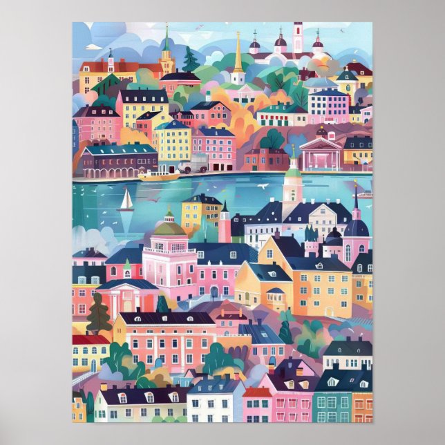 Finnland Druck Finnland Illustration Helsinki Reis Poster (Vorne)