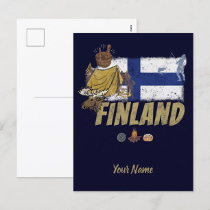 Finnland Elch Vintage Flag Zelt Retro Souvenir Feiertagspostkarte