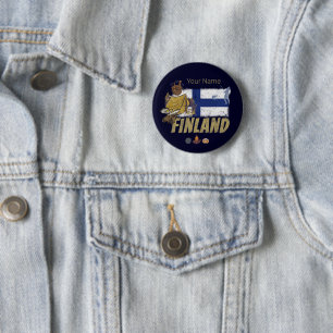 Finnland-Elch-Vintage-Flaggen-Zelt-Retro-Souvenir Button