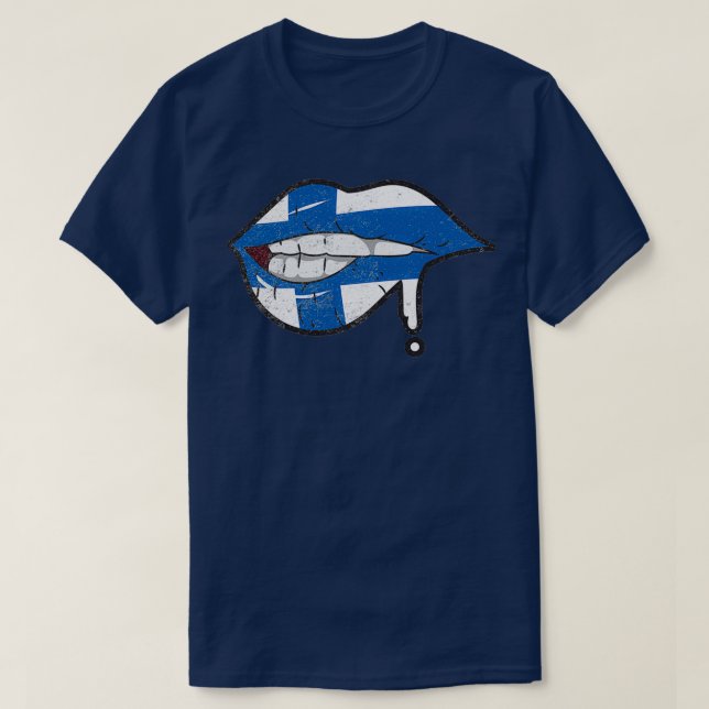 Finnland Fahnenlips Suomen Lippu T-Shirt (Design vorne)