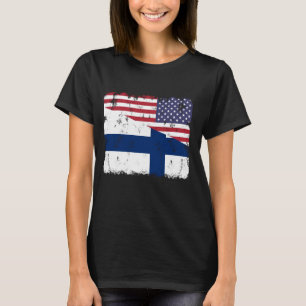 Finnland Finnisch Amerikanische Flagge Finn Suomi T-Shirt