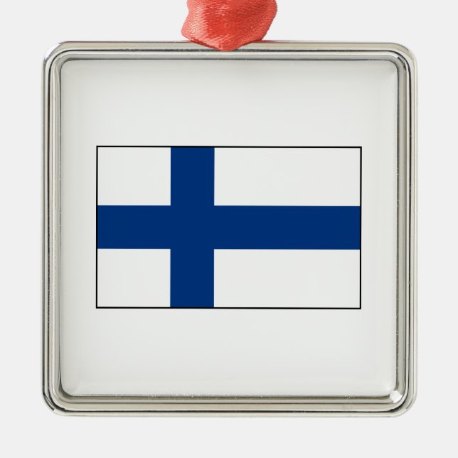 Finnland - finnische Flagge Ornament Aus Metall (Vorne)