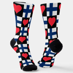Finnland Flag Herzmuster Spaß finnischer Stolz Socken