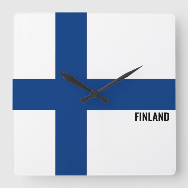 Finnland Flagge Dazzing Patriotic Square Quadratische Wanduhr (Vorderseite)