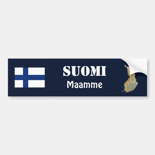 Finnland-Flagge + Karten-Autoaufkleber Autoaufkleber (Vorne)
