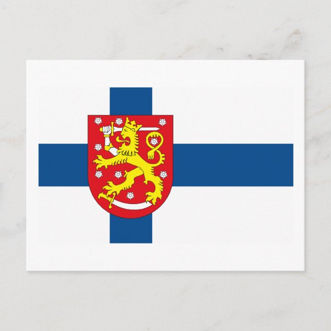 Finnland Flagge mit COA Postkarte (Vorderseite)