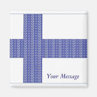 Finnland Flagge Nordic Blue auf weißem "Sisu"-Magn Magnet