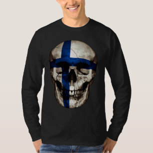 Finnland-Flagge-Totenkopf Finnische Wurzeln Stolz T-Shirt