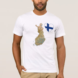 Finnland-Flaggen-Herz und Karten-T - Shirt