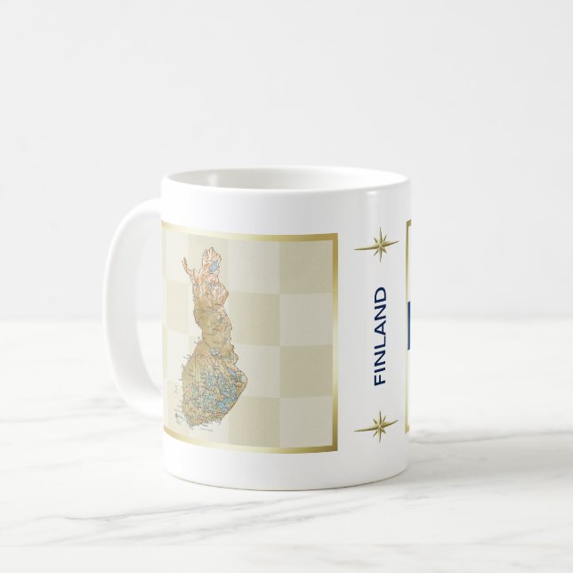 Finnland Flaggen + Karte Tasse (Vorderseite Links)