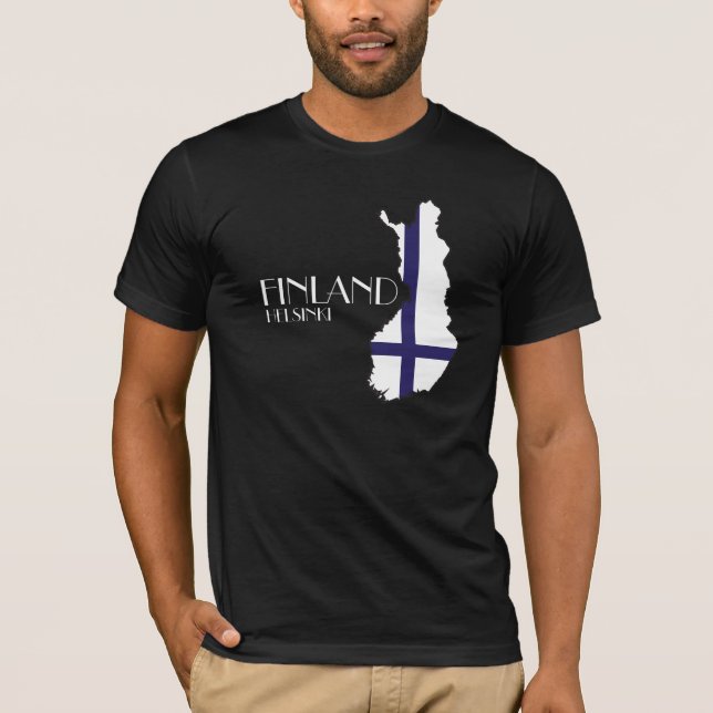 Finnland-Flaggen-Karten-T - Shirt (Vorderseite)
