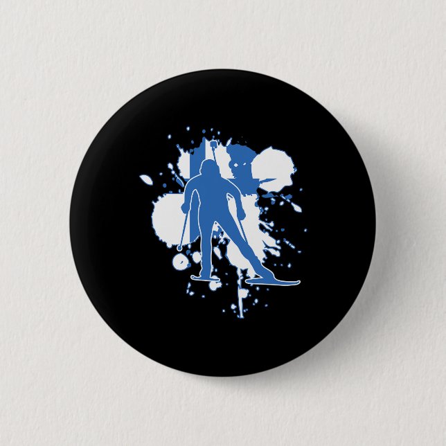 Finnland - Flaggenbiathlonist - Finnischer Biathlo Button (Vorderseite)