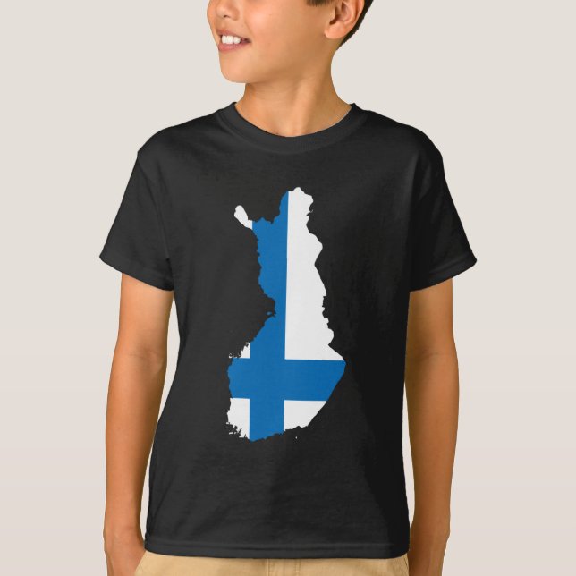 Finnland-Flaggenkarte T-Shirt (Vorderseite)