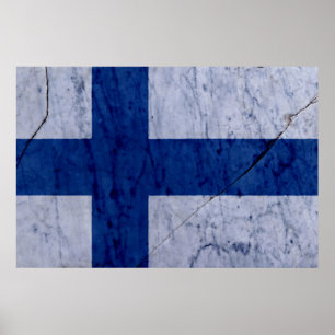 Finnland Flaggenmarbornstein-Wand-Poster Poster