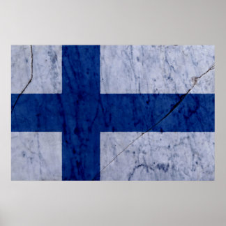 Finnland Flaggenmarbornstein-Wand-Poster Poster