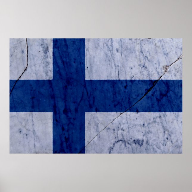 Finnland Flaggenmarbornstein-Wand-Poster Poster (Vorne)