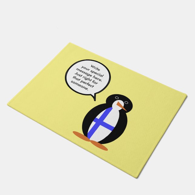 Finnland - Gespräch mit Frau Penguin Personalisier Fußmatte (Schrägansicht)