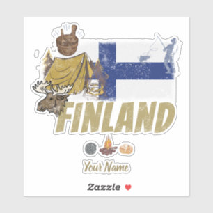 Finnland hat Vintage Fahne und Zeltsouvenir Aufkleber