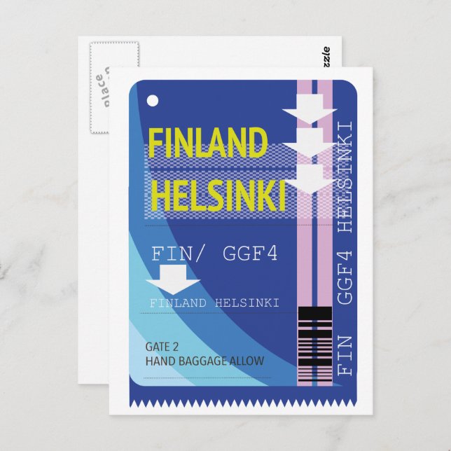 Finnland - Helsinki-Fahrkarte Postkarte (Vorne/Hinten)