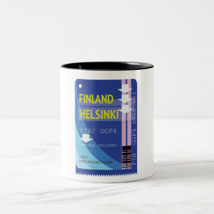 Finnland - Helsinki-Fahrkarte Zweifarbige Tasse