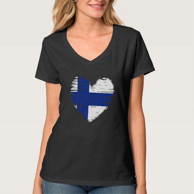Finnland Herz Finnische Flagge Finnischer Preis T-Shirt (Vorderseite)
