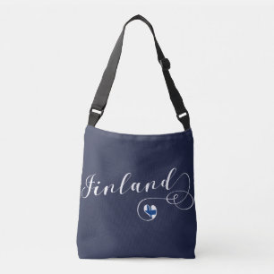 Finnland-Herz-Tasche, finnischer Finn Tragetaschen Mit Langen Trägern
