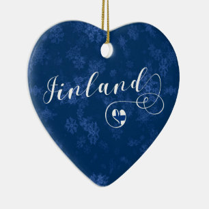 Finnland Herz, Weihnachtsbaumschmuck, finnisch Keramik Ornament