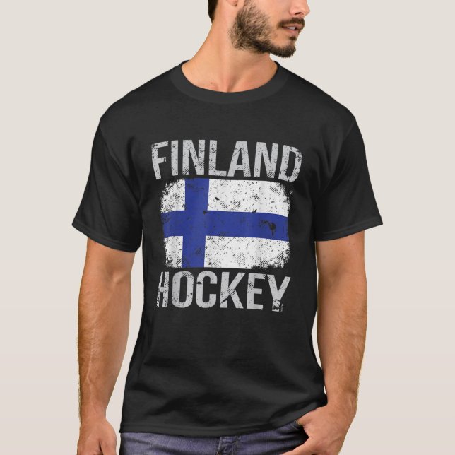 Finnland Hockey Finnische Flagge T Shirt (Vorderseite)