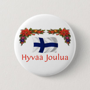 Finnland Hyvaa Joulua (frohe Weihnachten) Button