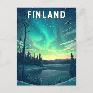 Finnland Illustration Reise Kunst Vintage Postkarte