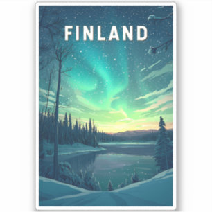 Finnland Illustration Travel Art Vintag Aufkleber