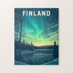 Finnland Illustration Travel Art Vintag Puzzle<br><div class="desc">Finnland retro vektorreise design. Vom pulsierenden Helsinki bis zur schneebedeckten Magie Lapplands bietet Finnland einen friedlichen und doch abenteuerlichen Ausflug ins Herz Skandinaviens.</div>