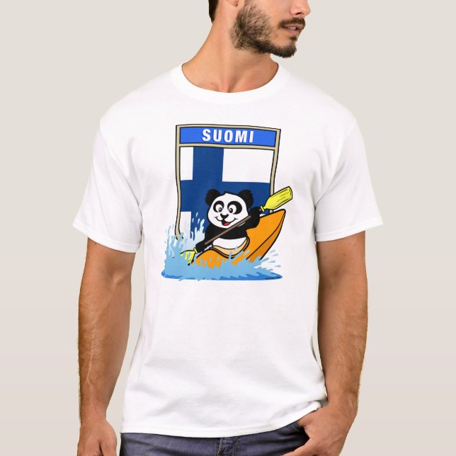 Finnland Kajak Panda T-Shirt (Vorderseite)