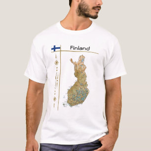 Finnland Karte + Flagge + T - Shirt