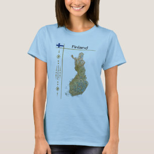 Finnland Karte + Flagge + Titel T-Shirt