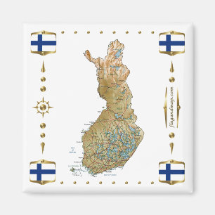Finnland Karte + Flaggen Magnet