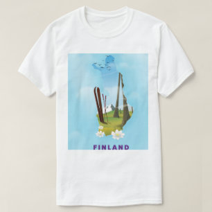 Finnland-Karte Illustriertes Reiseplakat T-Shirt