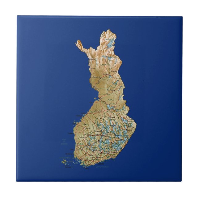 Finnland-Karten-Fliese Fliese (Vorderseite)
