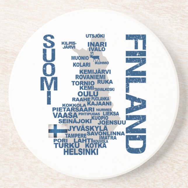 FINNLAND-KARTEN-Untersetzer Sandstein Untersetzer (Vorne)