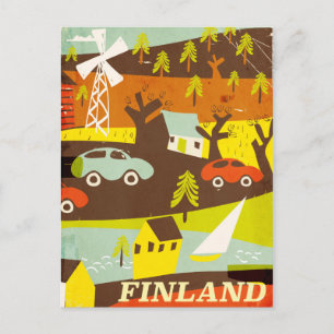 Finnland Mitte des Jahrhunderts modernes Reiseplak Postkarte