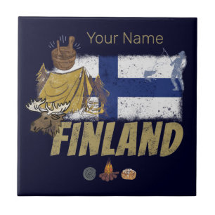 Finnland Moose Vintag Flag Tent Retro Souvenir Fliese