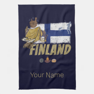 Finnland Moose Vintag Flag Tent Retro Souvenir Geschirrtuch