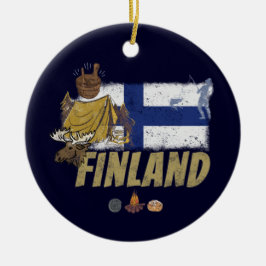Finnland Moose Vintag Flag Tent Retro Souvenir Keramik Ornament