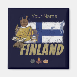Finnland Moose Vintag Flag Tent Retro Souvenir Magnet