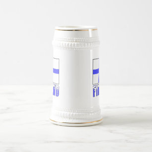 Finnland - Name der Flagge und des Schneekopfes Bierglas