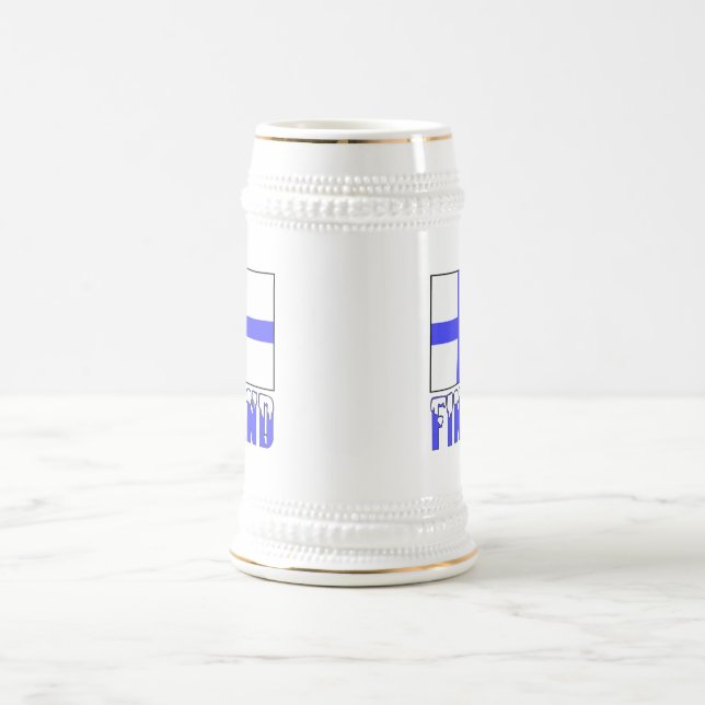 Finnland - Name der Flagge und des Schneekopfes Bierglas (Mittel)